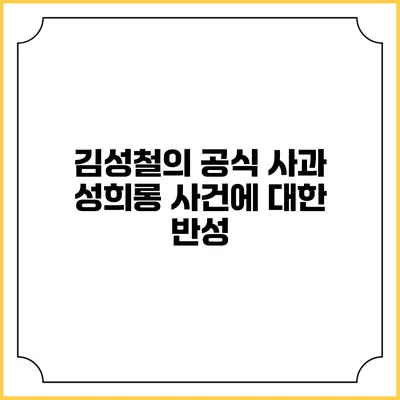 김성철의 공식 사과: 성희롱 사건에 대한 반성
