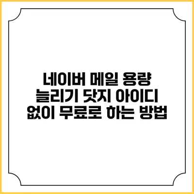 네이버 메일 용량 늘리기: 닷지 아이디 없이 무료로 하는 방법