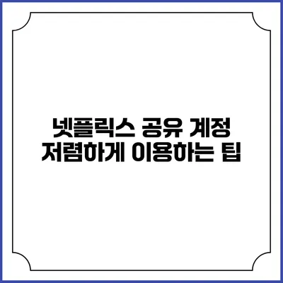 넷플릭스 공유 계정 저렴하게 이용하는 팁