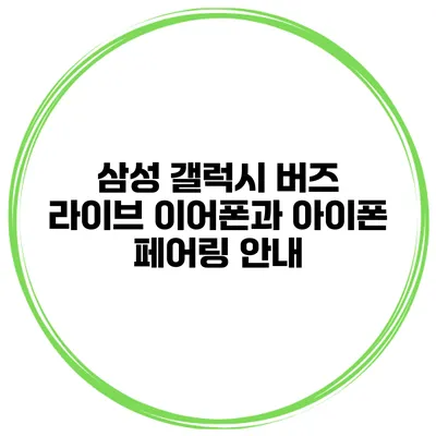 삼성 갤럭시 버즈 라이브 이어폰과 아이폰 페어링 안내