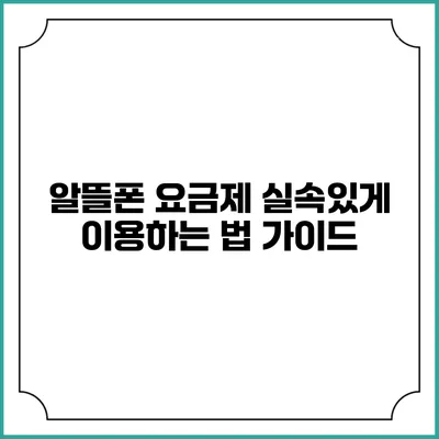 알뜰폰 요금제 실속있게 이용하는 법 가이드