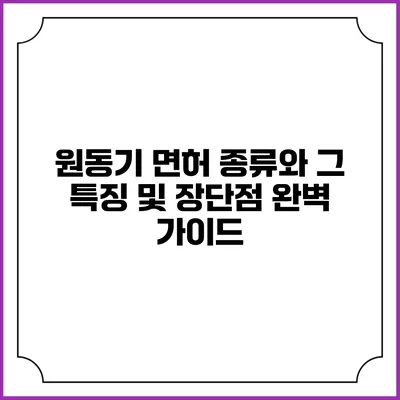 원동기 면허 종류와 그 특징 및 장단점 완벽 가이드