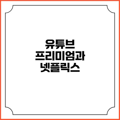 유튜브 프리미엄과 넷플릭스