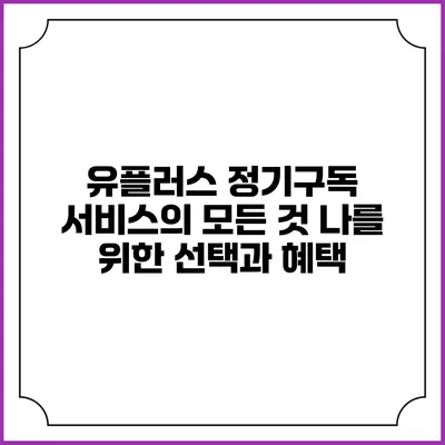 유플러스 정기구독 서비스의 모든 것: 나를 위한 선택과 혜택