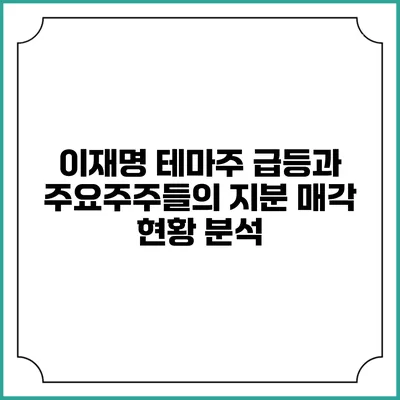 이재명 테마주 급등과 주요주주들의 지분 매각 현황 분석