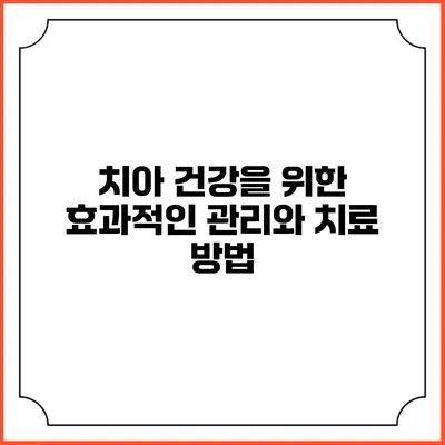 치아 건강을 위한 효과적인 관리와 치료 방법