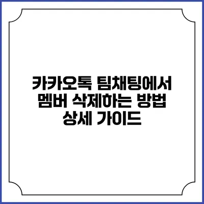카카오톡 팀채팅에서 멤버 삭제하는 방법 상세 가이드