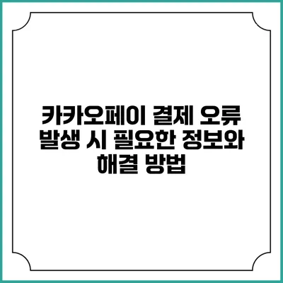 카카오페이 결제 오류 발생 시 필요한 정보와 해결 방법