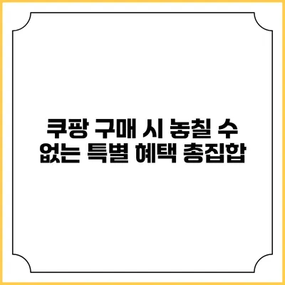 쿠팡 구매 시 놓칠 수 없는 특별 혜택 총집합