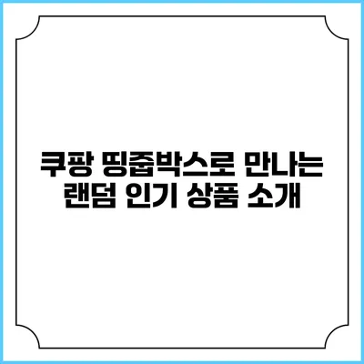 쿠팡 띵줍박스로 만나는 랜덤 인기 상품 소개