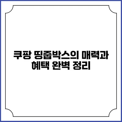 쿠팡 띵줍박스의 매력과 혜택 완벽 정리