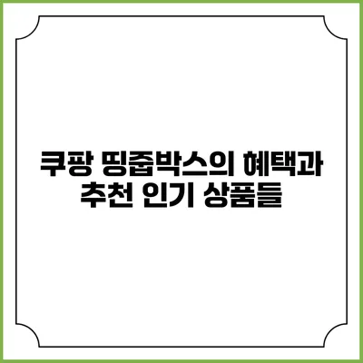 쿠팡 띵줍박스의 혜택과 추천 인기 상품들