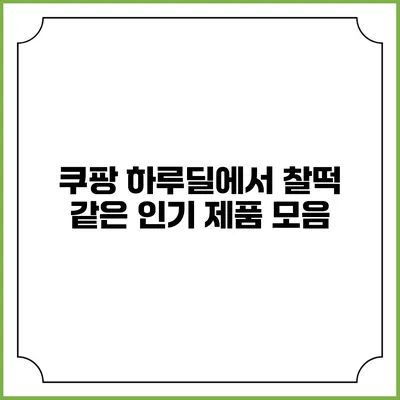 쿠팡 하루딜에서 찰떡 같은 인기 제품 모음