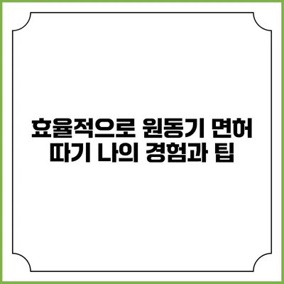 효율적으로 원동기 면허 따기: 나의 경험과 팁